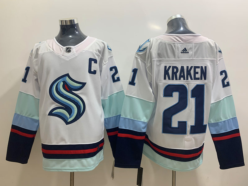 Men New Seattle Kraken #21 Kraken White NHL blank jerseys->nfl t-shirts->Sports Accessory